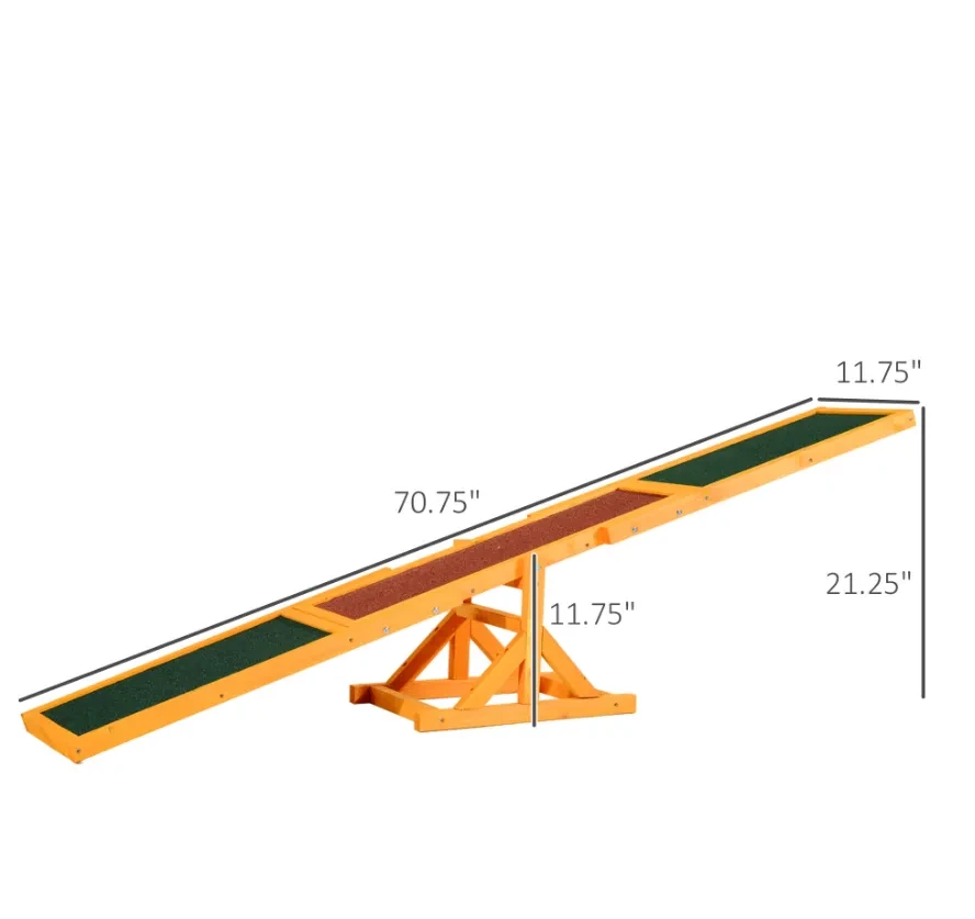 Wooden Dog Agility Seesaw, Training And Exercise Equipment, Weather Resistant, 71 L, Natural