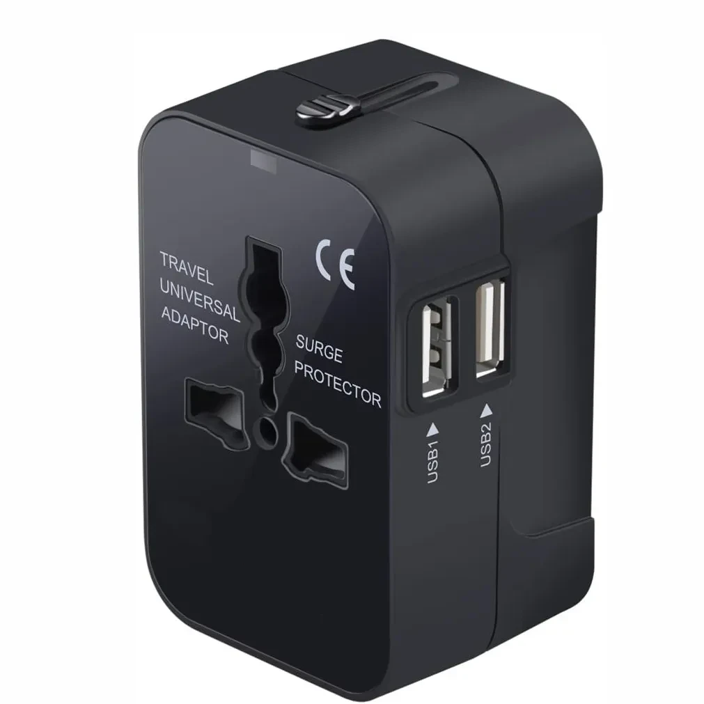 Travel Adapter With USB C, Universal All In One Worldwide Travel Adapter Power Converters Wall Charger AC Power Plug Adapter USB Type C Charging For USA EU UK AUS