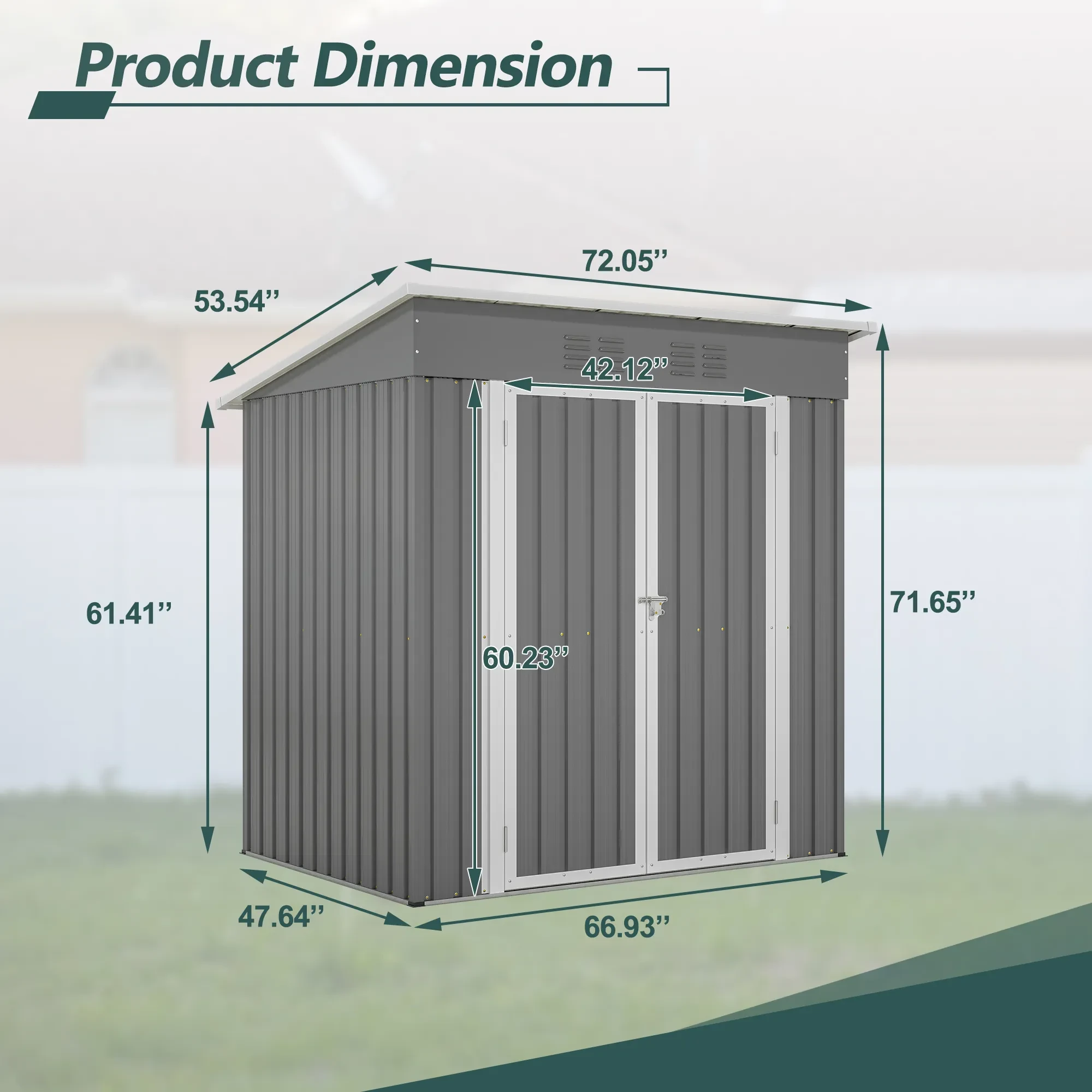 6'x4' Outdoor Metal Storage Shed For Garden Tools Lockable Door With Floor Frame