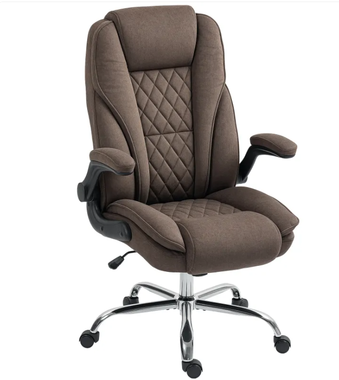 Executive Office Chair, Desk Chair With Flip-up Armrest, Diamond Fabric Computer Chair For Home Office, Dark Brown