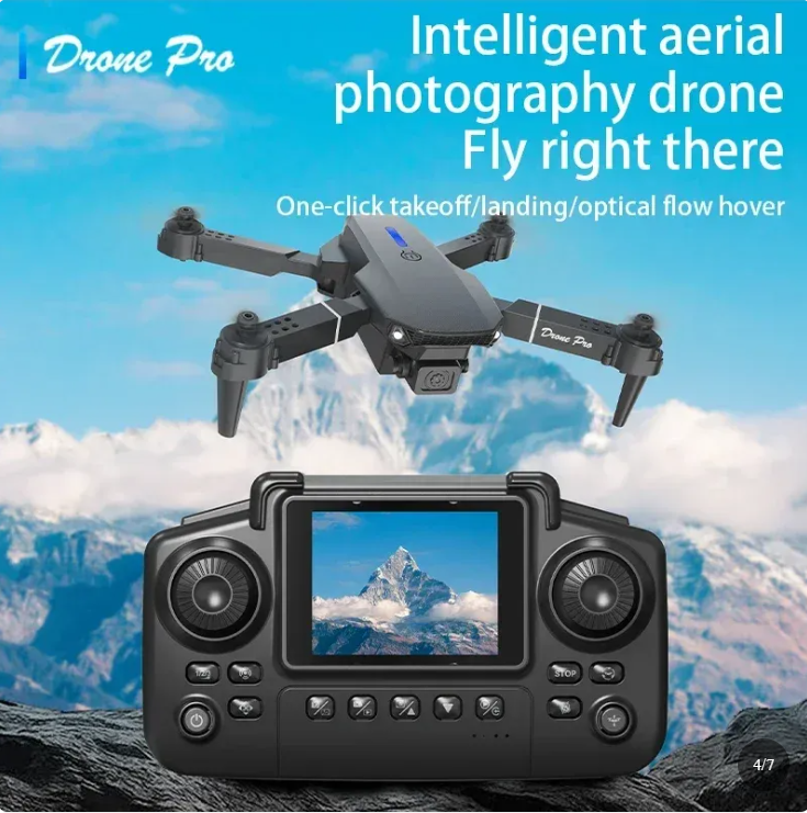 2025 E88 Pro Mini Drone With Screen Control 4K Dual Camera Optical Flow Positioning LED Lighting Remote Control
