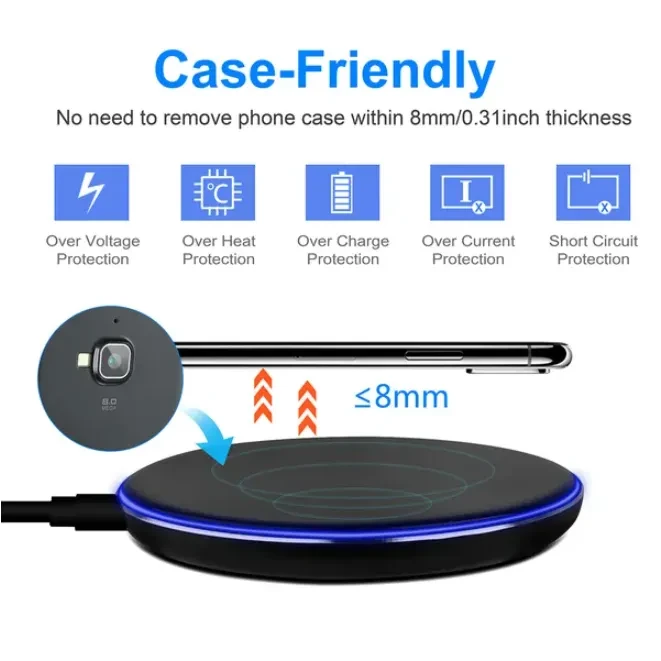Wireless Charger Qi Certified Ultra Slim 5W Charging Pad
