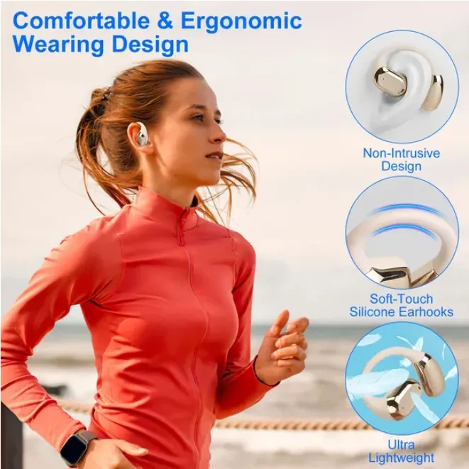 Earhook LED Display Charging Case IPX5 Waterproof 300 Hour Standby Time Touch Stereo Sports Headphones
