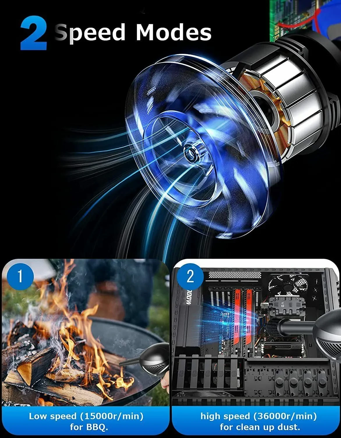 Rechargeable Air Duster Electric Cleaner Cleaning Blower For Car-PC-Keyboard-Pet