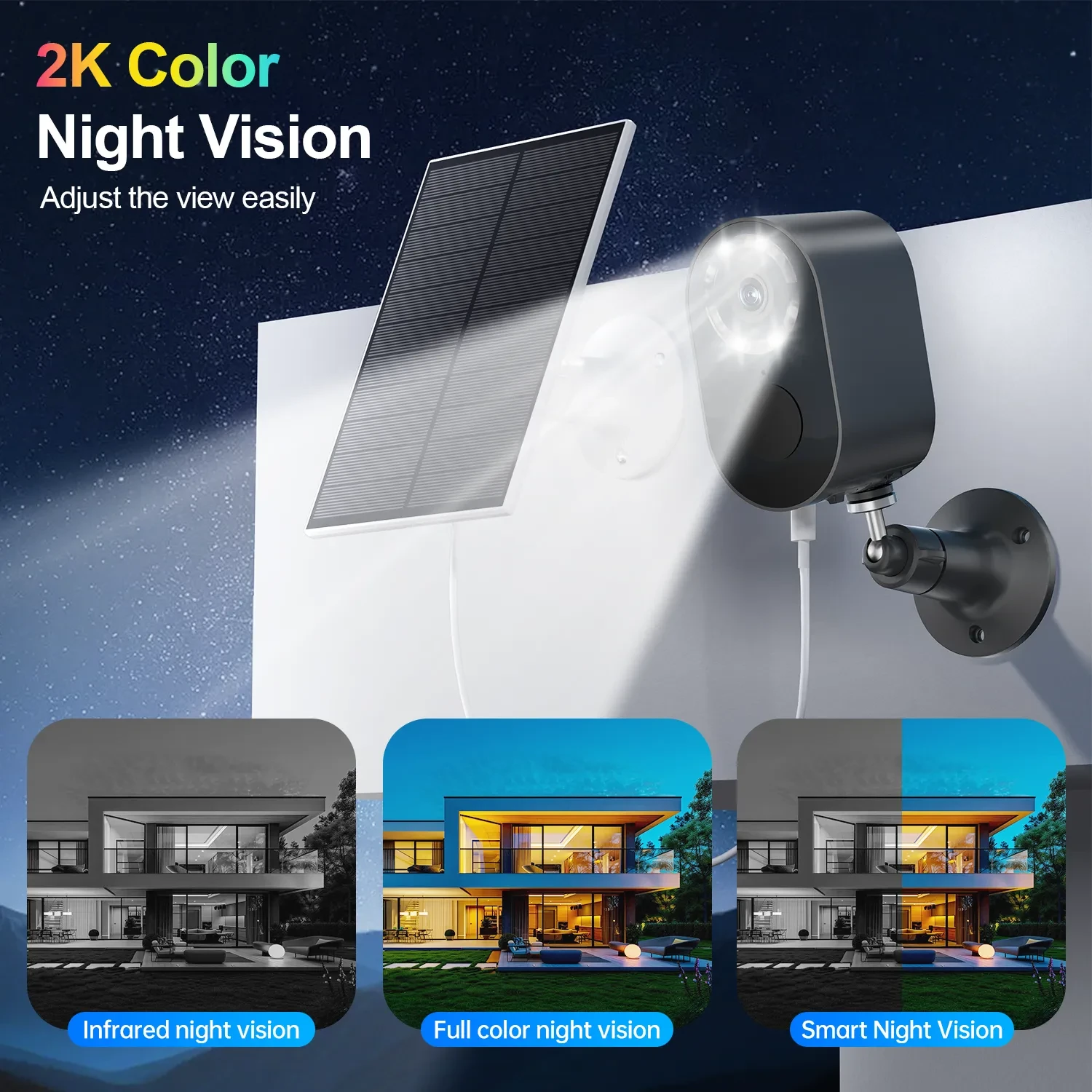 3MP Low Power Wireless Solar Panel IP Camera PIR WiFi Rechargeable Battery Security Outdoor Camera