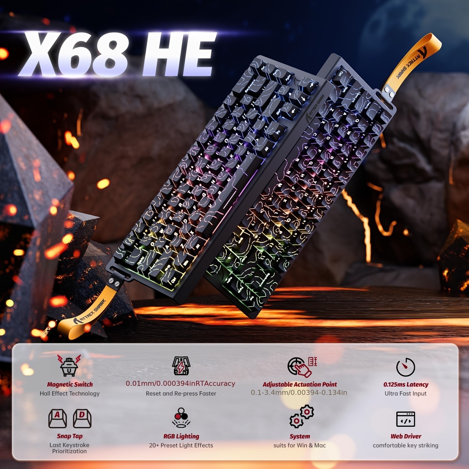 ATTACK SHARK X68 HE 8KHz Rapid Trigger Keyboard