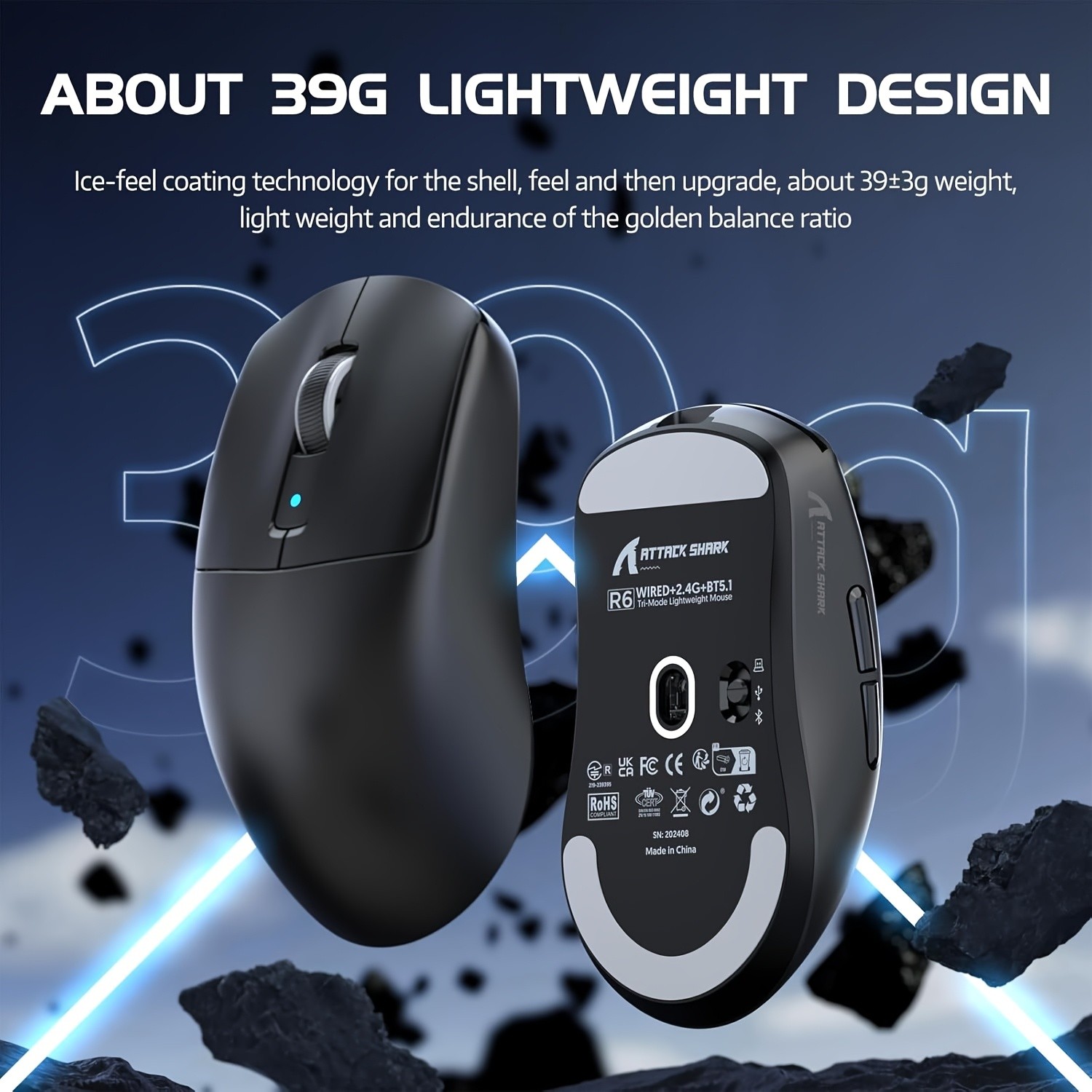ATTACK SHARK R6 Wireless Gaming Mouse