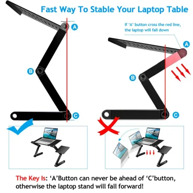 Foldable Laptop Desk With Mouse Board And Aluminum Alloy Tray