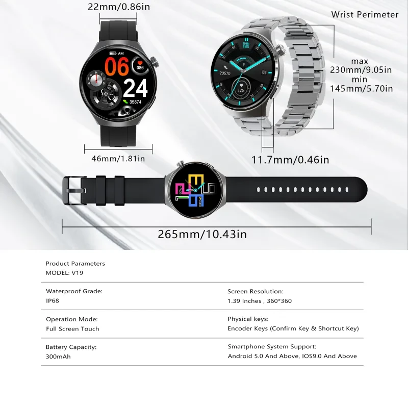 SENBONO V19 Business Men Smart Watch Answer Call Heart Rate Water Proof Sports Fitness Smartwatch Men