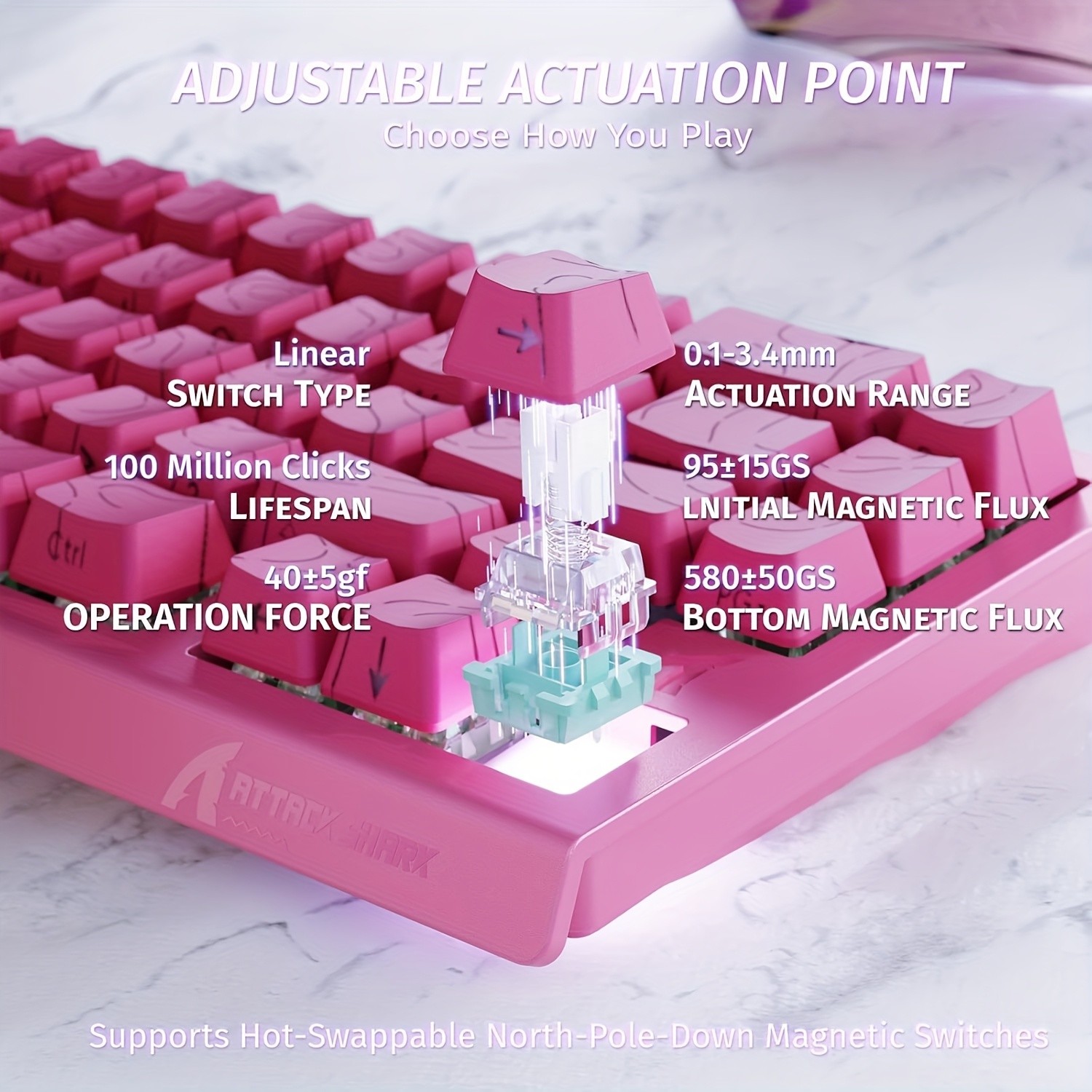 ATTACK SHARK X68 HE 60 % Wired Rapid Trigger Mechanical Gaming Keyboard