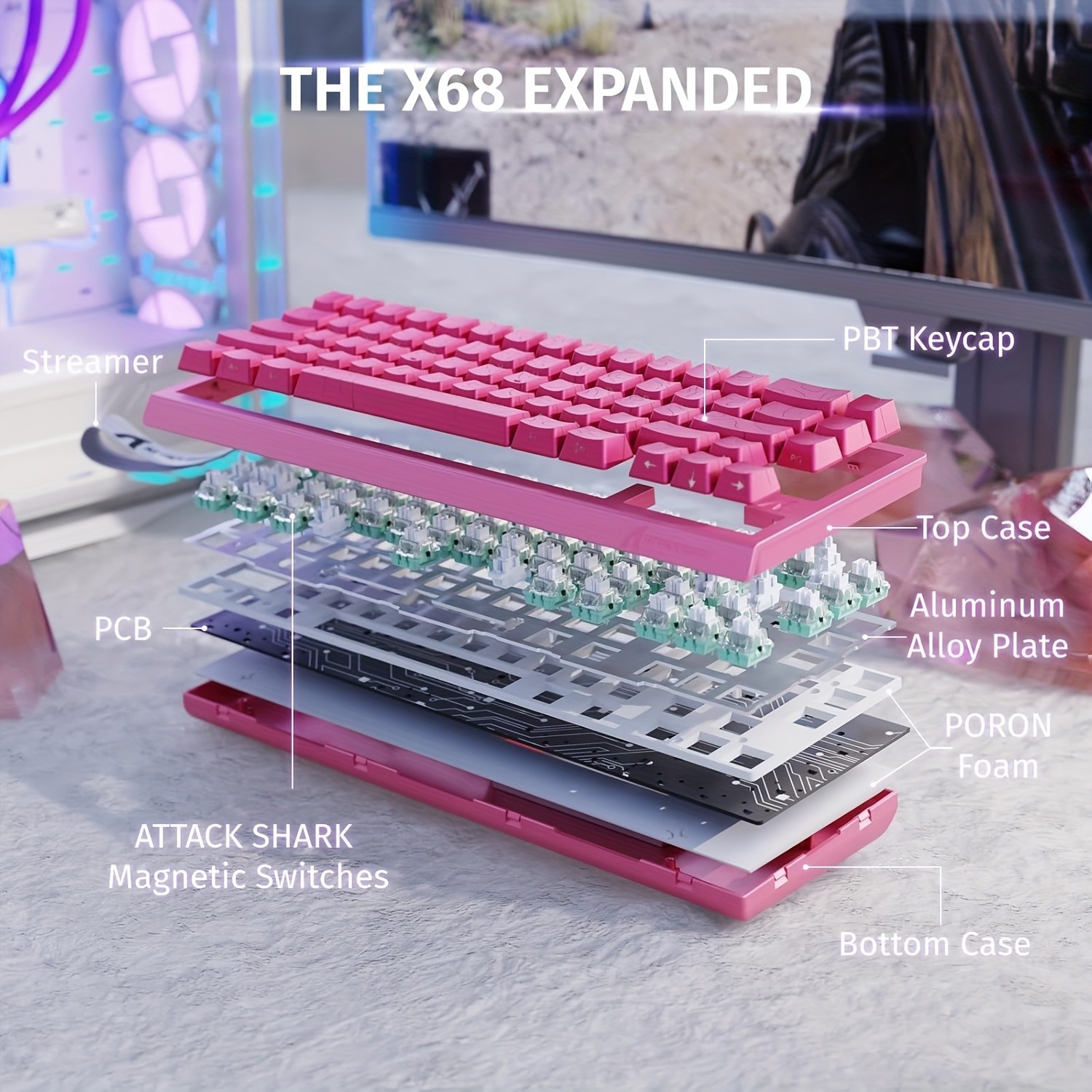 ATTACK SHARK X68 HE 60 % Wired Rapid Trigger Mechanical Gaming Keyboard