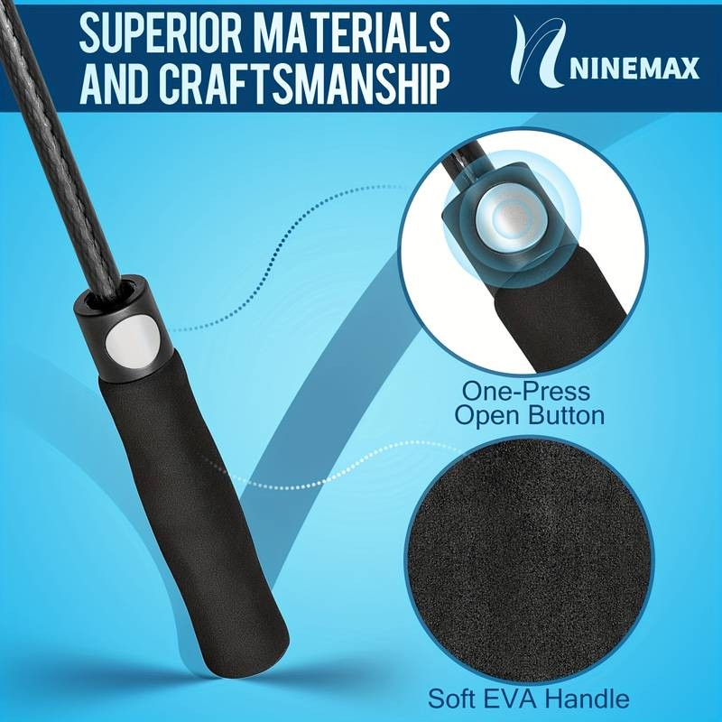 NINEMAX Oversized Double-Layer Golf Umbrella 157.48cm Automatic Open, 8-Rib Glass Fiber Frame, Double Canopy Vented Design