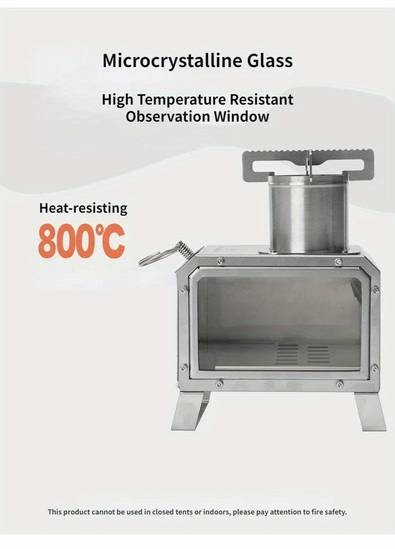 Mountainhiker Portable Wood Firewood Square Stove  Stainless Steel Wood Burning Stove for Camping, Hiking & Outdoor Adventures