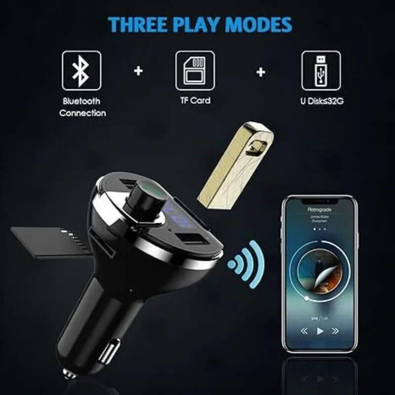 Car Bluetooth T20 Hands-free FM Transmitter MP3 Player Phone Charger
