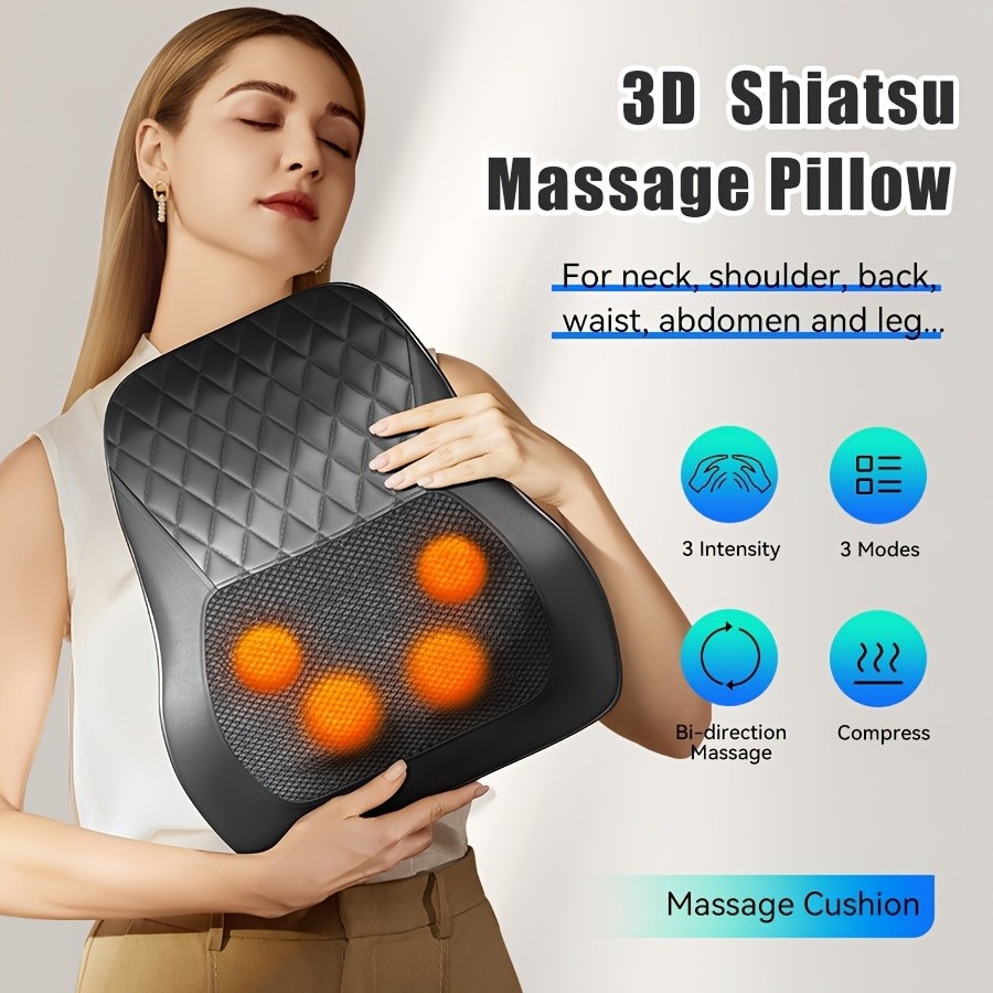 Back Massager with Heat 3D Kneading Massage Pillow for Neck, Back, Shoulder, and Legs