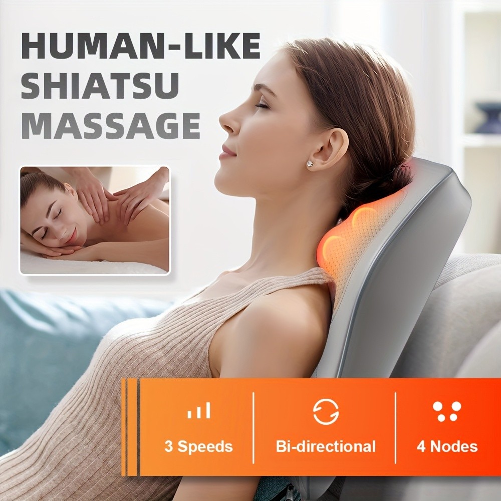 Back Massager with Heat 3D Kneading Massage Pillow for Neck, Back, Shoulder, and Legs