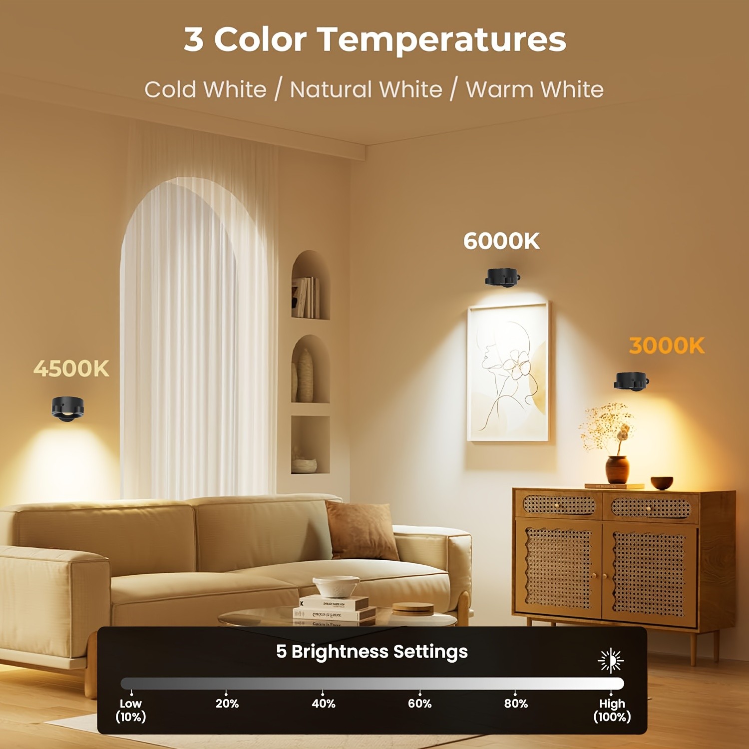 1/2/4pcs Rechargeable LED Wall Lamp