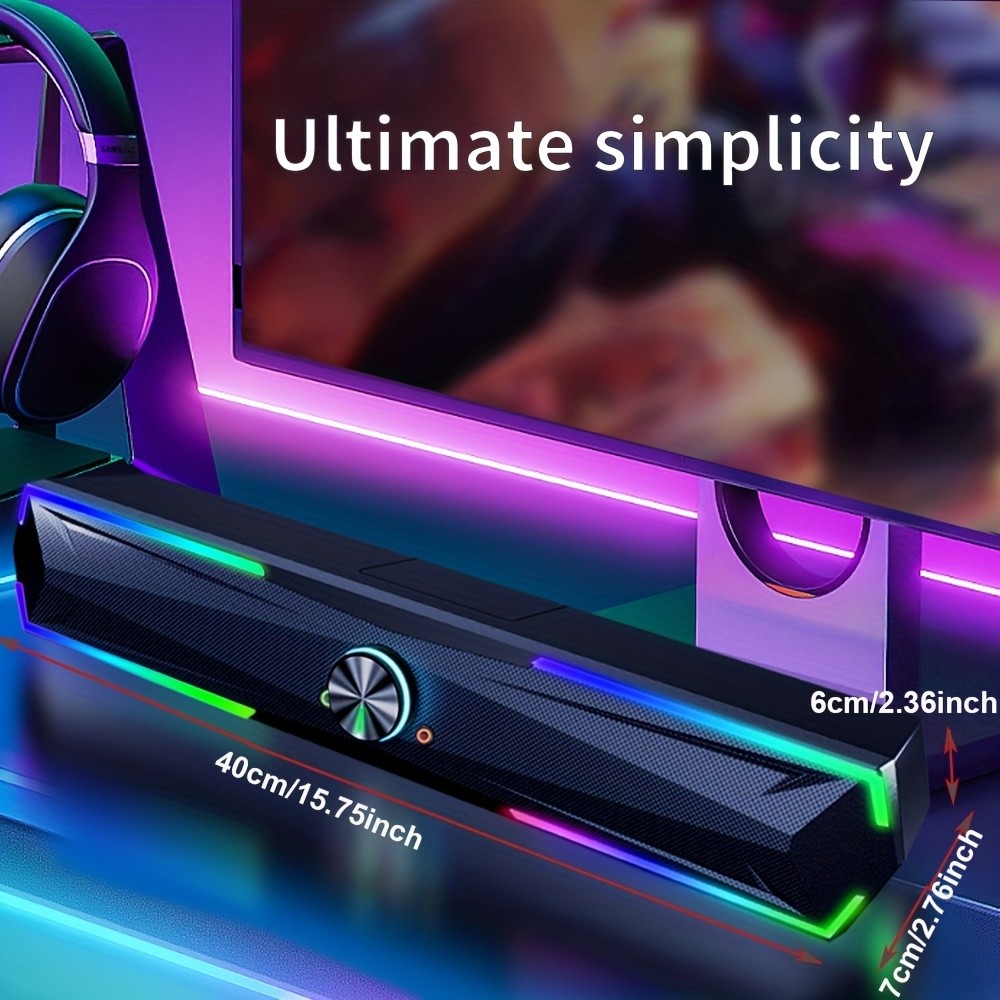 Coomaer 3D/4D Surround Sound Gaming Speaker System with RGB Lighting & Subwoofer