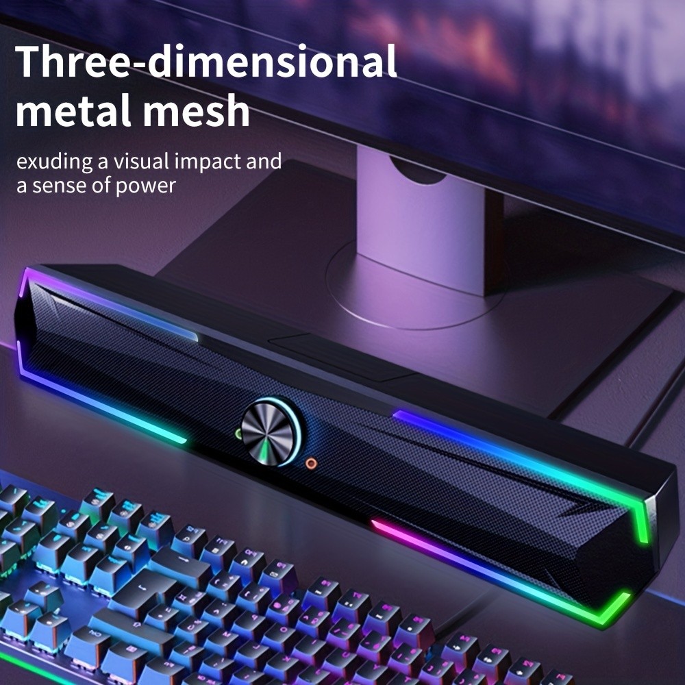 Coomaer 3D/4D Surround Sound Gaming Speaker System with RGB Lighting & Subwoofer