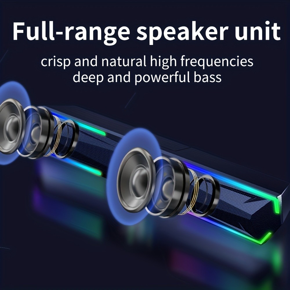 Coomaer 3D/4D Surround Sound Gaming Speaker System with RGB Lighting & Subwoofer