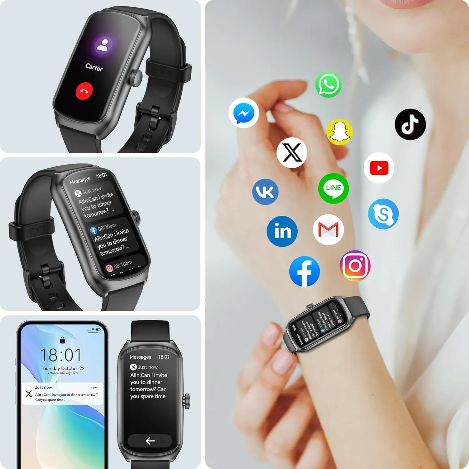 AMOLED Unisex Fitness Tracking Smartwatch With Heart Rate, Blood Oxygen And Sleep Monitoring, Waterproof Function, Pedometer, Swimming Health Activity Tracking