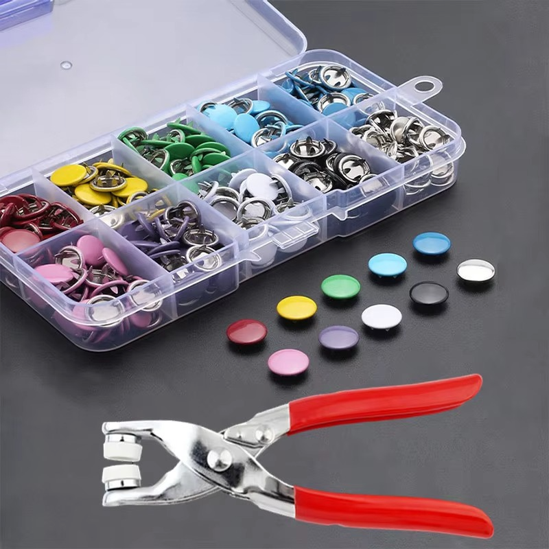 CraftFix Metal Prong Snap Button Kit  Complete Stud & Pliers Set for Sewing Projects