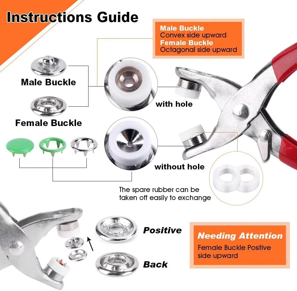 CraftFix Metal Prong Snap Button Kit  Complete Stud & Pliers Set for Sewing Projects