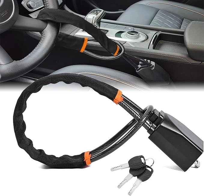 Car Steering Wheel Lock Seat Belt Lock with 3 Keys Anti-Theft Device Accessories