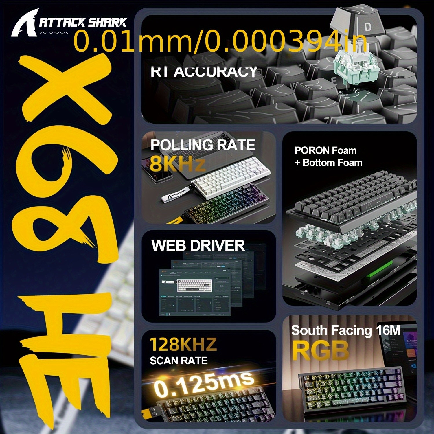 ATTACK SHARK X68 HE 8KHz Rapid Trigger Keyboard Extreme Speed and Precision for NZ Gamers