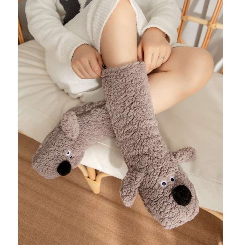 Cute Cartoon Dog Floor Socks Cozy, Non-Slip Winter Warmth