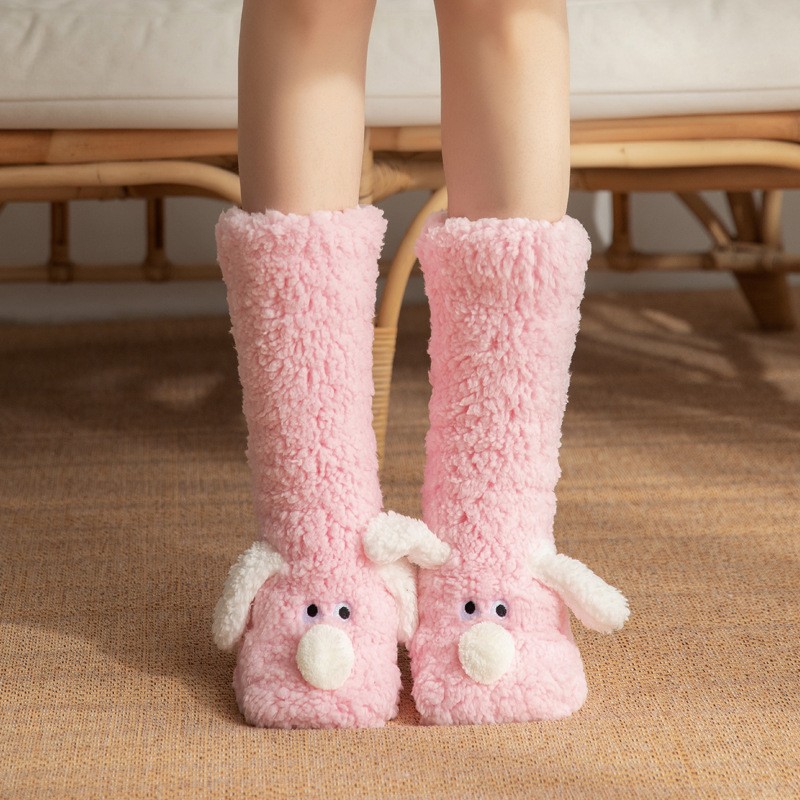 Cute Cartoon Dog Floor Socks Cozy, Non-Slip Winter Warmth