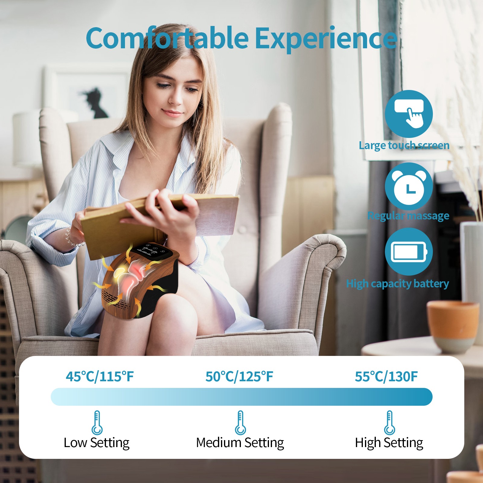 Intelligent Knee Massager Rechargeable, Heating, and Pain Relief for Home Use