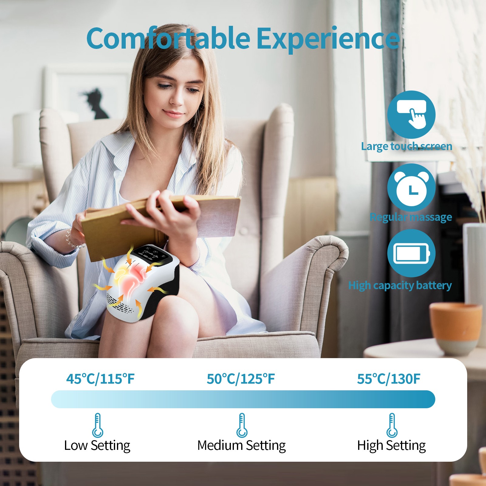 Intelligent Knee Massager Rechargeable, Heating, and Pain Relief for Home Use