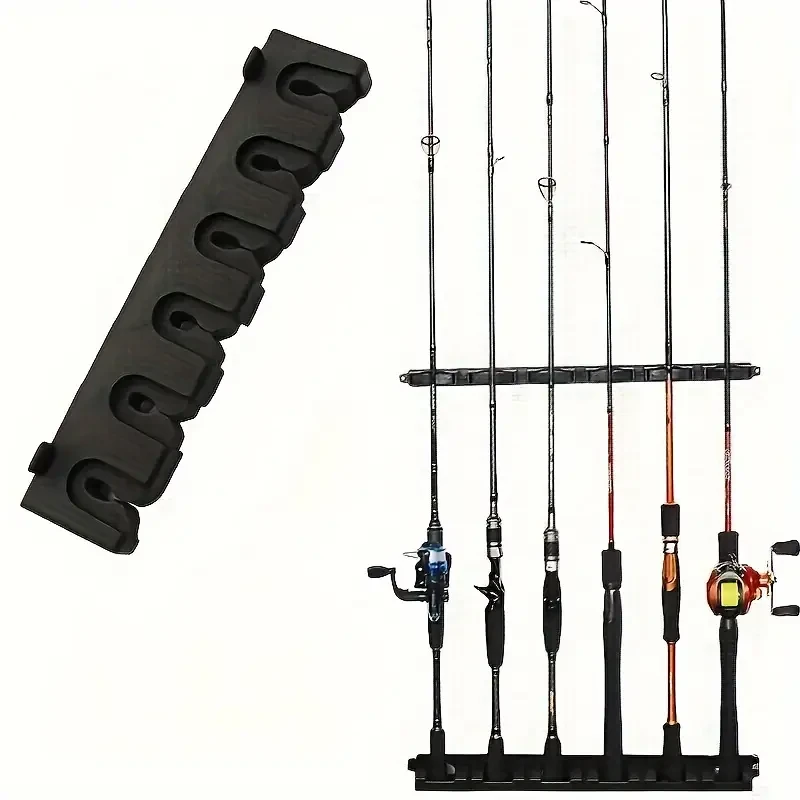 HOTU Vertical/Horizontal Fishing Rod Holder Wall-Mounted Storage Rack for 6 Rods