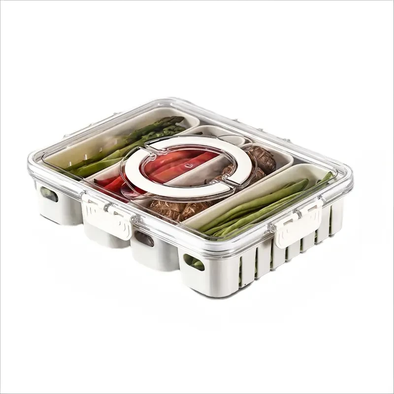 HOTU 4-Section Refrigerator Storage Container  Fresh-Keeping, Multifunctional & Durable