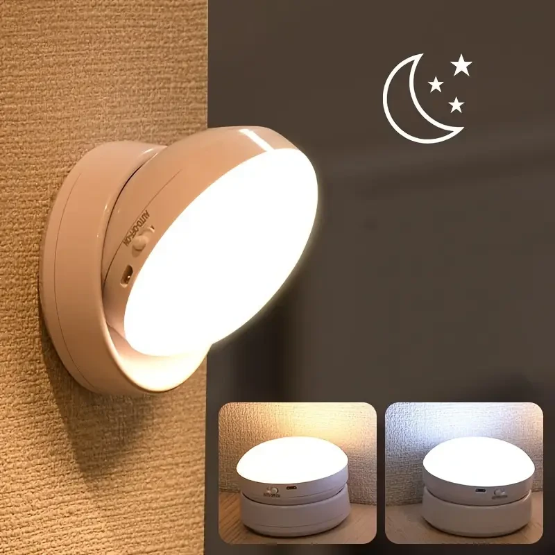HOTU Auto-On Motion Sensor Night Light USB Rechargeable, 6-LED Energy-Efficient Lighting
