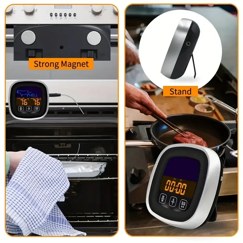 HOTU Digital Meat Thermometer  Precision Cooking with Touch Screen & Timer