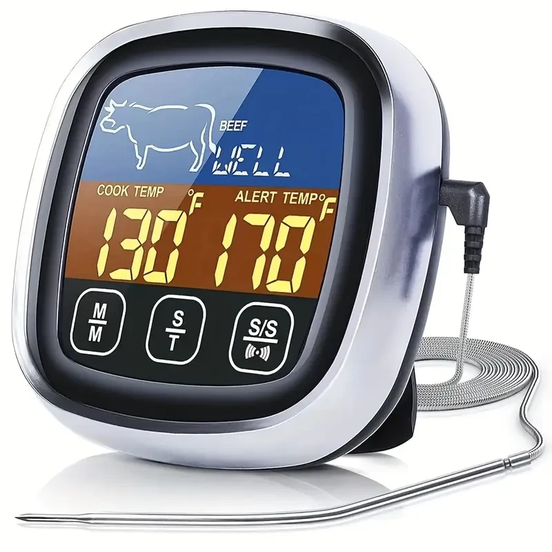 HOTU Digital Meat Thermometer  Precision Cooking with Touch Screen & Timer