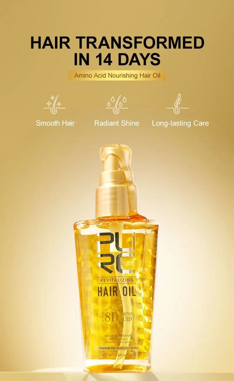 PURC Summer Amino Acid Hair Care Oil Smoothing, Non-Greasy Marula & Argan Oil Formula