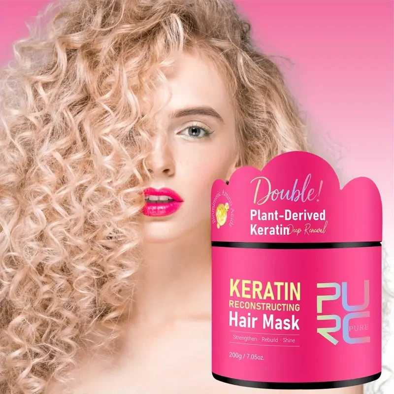 PURC Keratin Reconstructing Hair Mask No-Rinse Treatment for Strength, Shine & Damage Repair