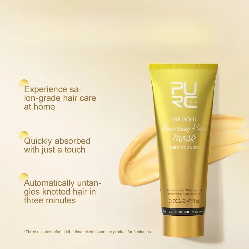 PURC 24K Golden Hair Mask  Luxurious Argan Oil Treatment for Smooth, Moisturised & Frizz-Free Hair