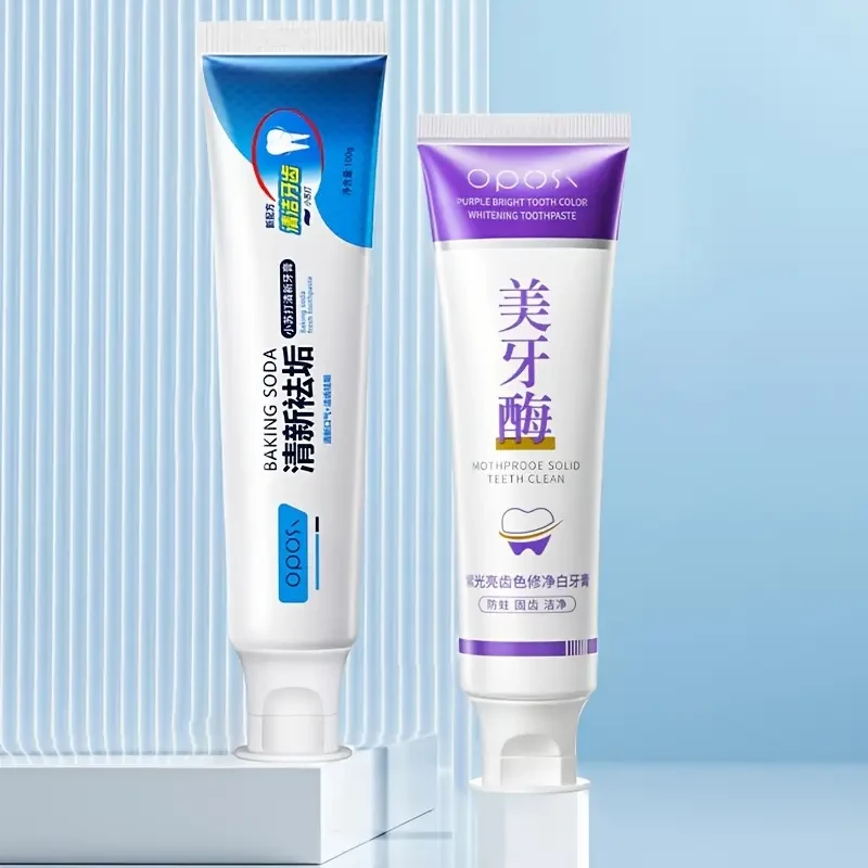 OPOSI Baking Soda & Peppermint Toothpaste Probiotic 2-Pack Deep Cleaning & Whitening Formula