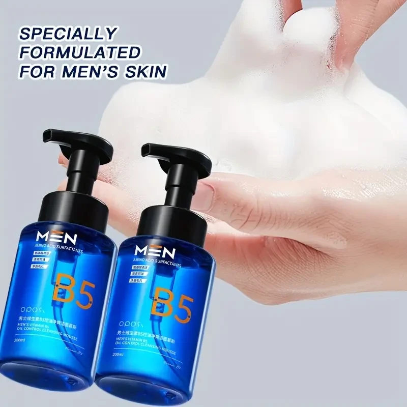 OPOSI Mens Oil-Control Refreshing Cleansing Mousse Deep Clean, Moisturize & Prep Skin (200ml)