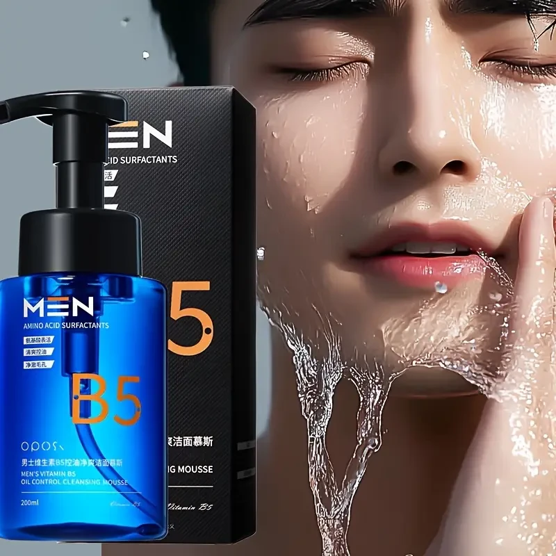 OPOSI Mens Oil-Control Refreshing Cleansing Mousse Deep Clean, Moisturize & Prep Skin (200ml)
