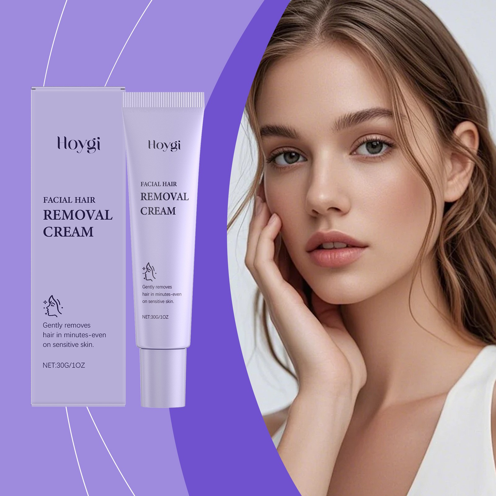 Hoygi Facial Hair Removal Cream  Gentle and Effective Hair Removal for Sensitive Skin