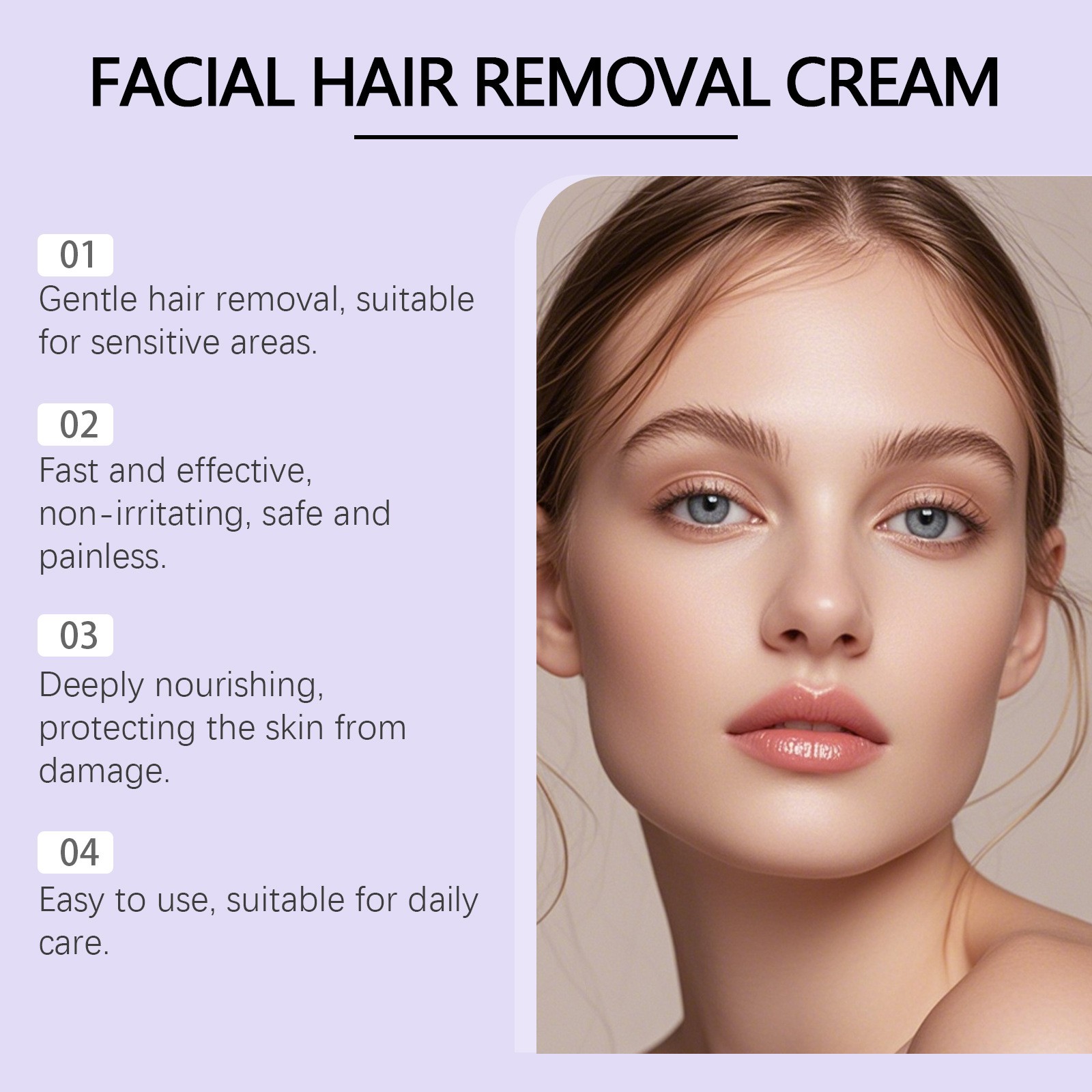 Hoygi Facial Hair Removal Cream Gentle and Effective Hair Removal for Sensitive Skin