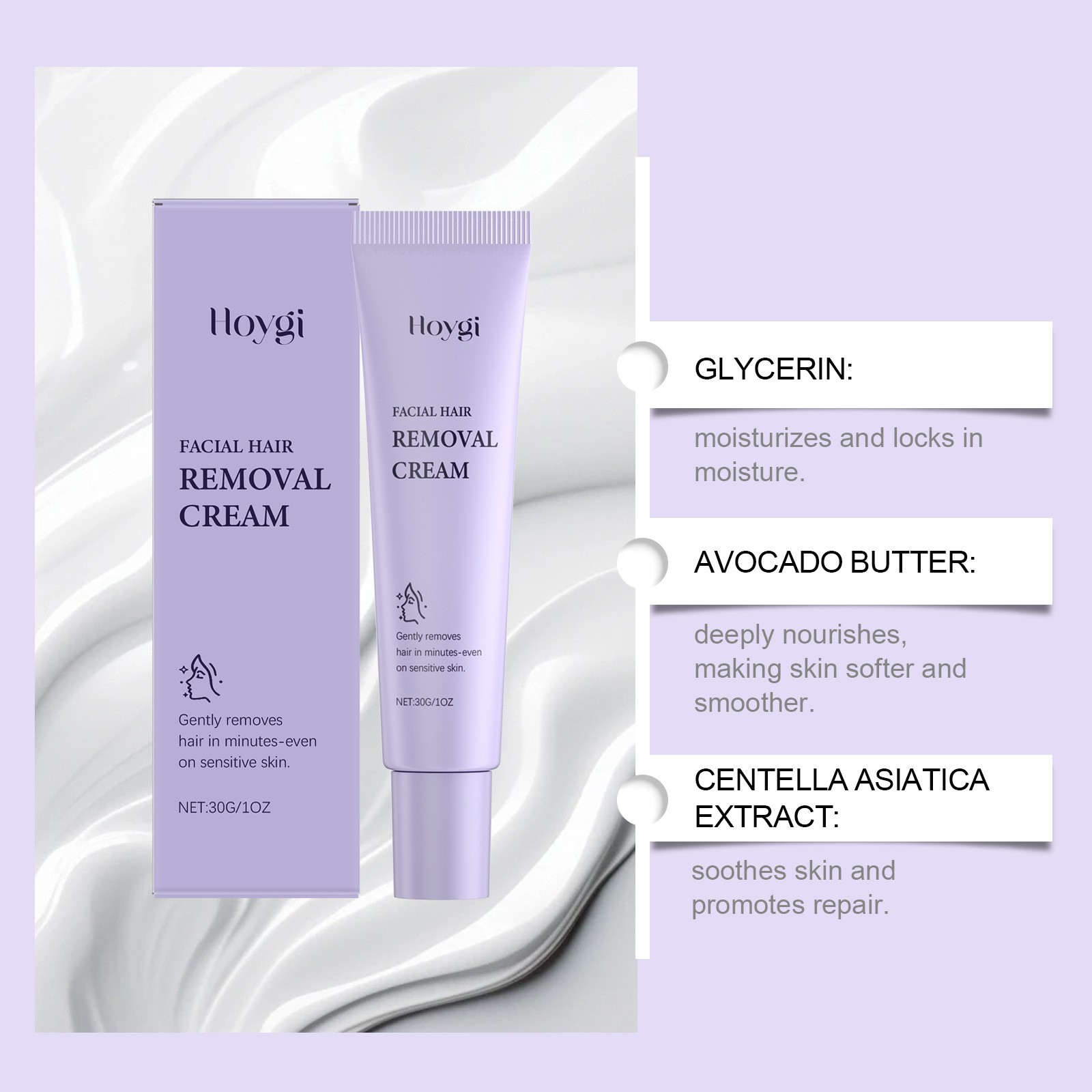 Hoygi Facial Hair Removal Cream Gentle and Effective Hair Removal for Sensitive Skin