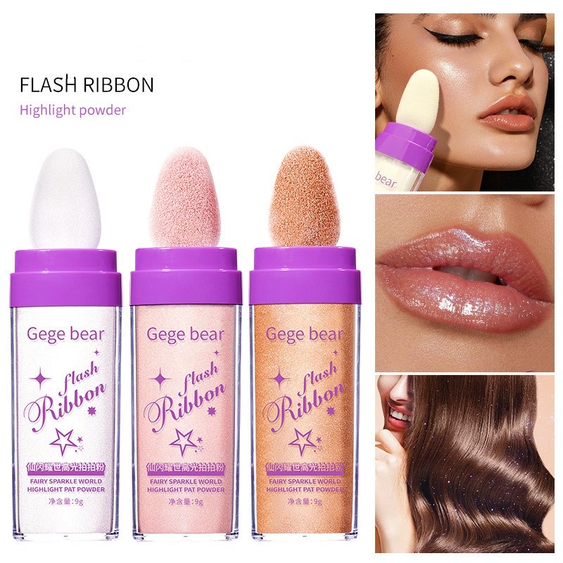 Gegge Bear Flash Ribbon Highlighter Powder  Sparkle and Shine with Every Stroke