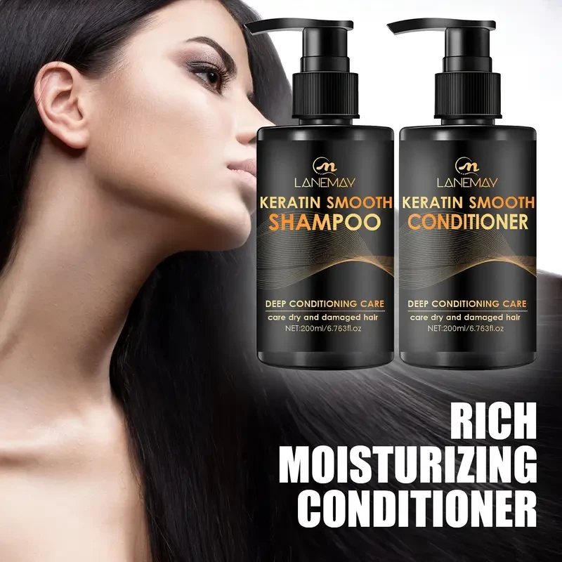 LANEMAY Keratin Smooth Shampoo & Conditioner Set Moisturising, Strengthening & Anti-Breakage Formula (2pcs)