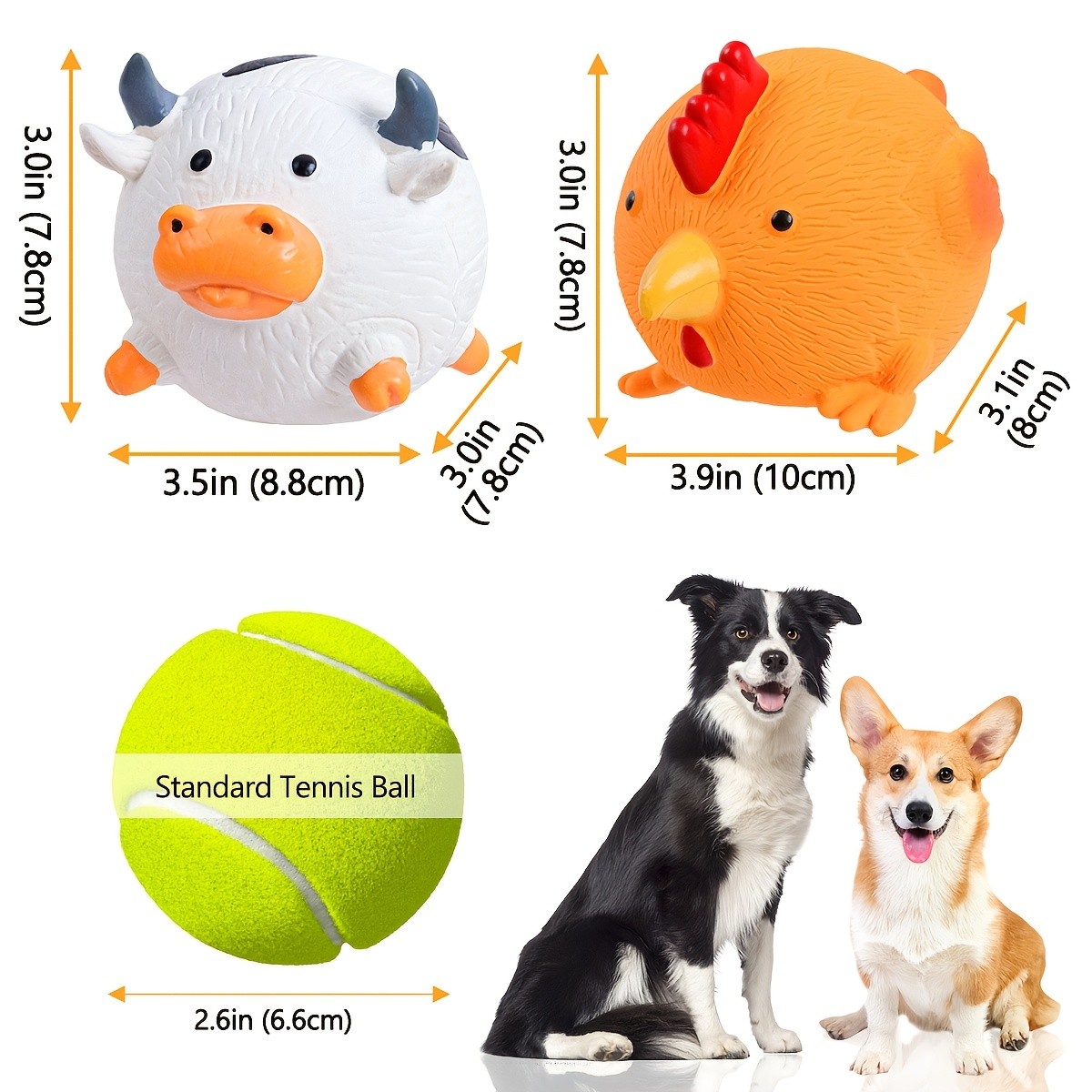 SCHITEC 2pcs Cute Farm-Themed Squeaky Dog Toys